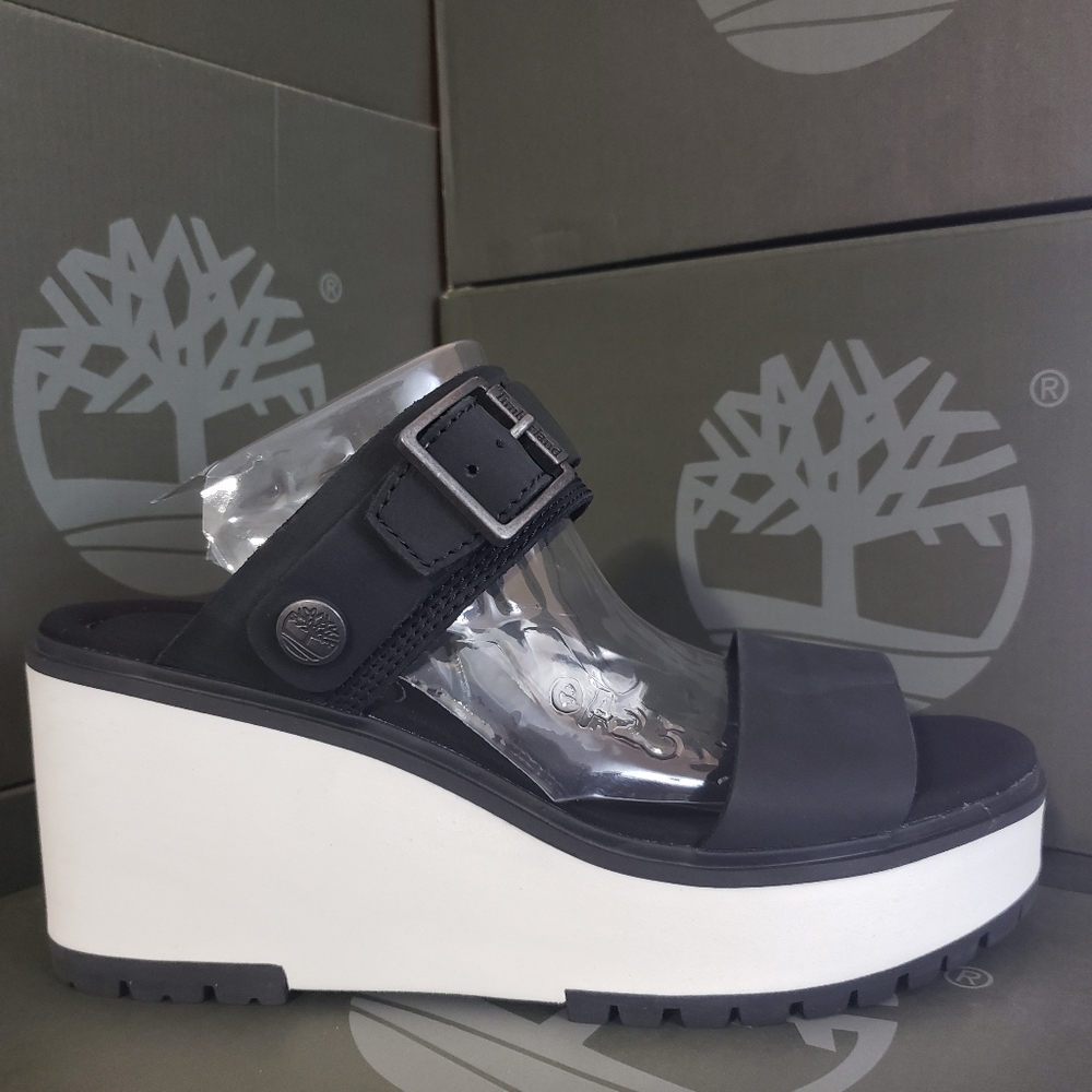 Women's Timberland Koralyn Wedge - Black Nubuck - Size 8.